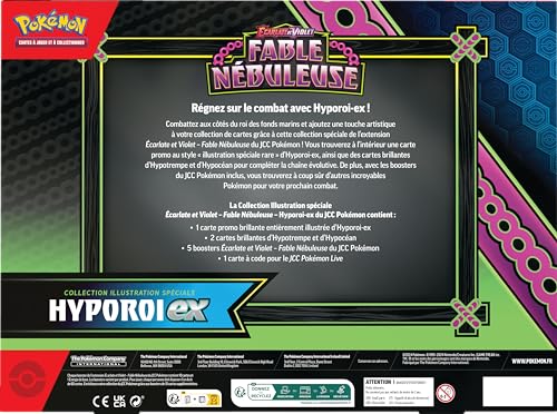 Pokémon: Collection Illustration spéciale Écarlate et Violet – Fable Nébuleuse – Hyporoi-ex du JCC Pokémon (1 Carte Promo Brillante entièrement illustrée, 2 Cartes Brillantes et 5 boosters)