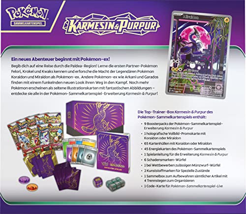 Pokémon Jeu de Cartes à Collectionner : Coffret Dresseur Haut de Gamme Karmesin & Pourpre (Miraidon) (9 boosters et Accessoires Premium)