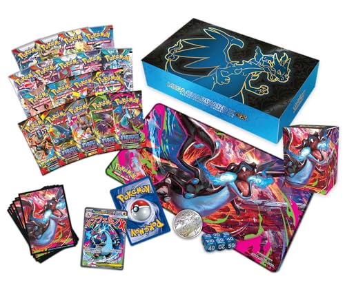 Pokémon: Collection Ultra Premium Mega Charizard X-ex du GCC Pokémon (Deux Cartes holographiques, 18 enveloppes d'extension et Accessoires Premium)