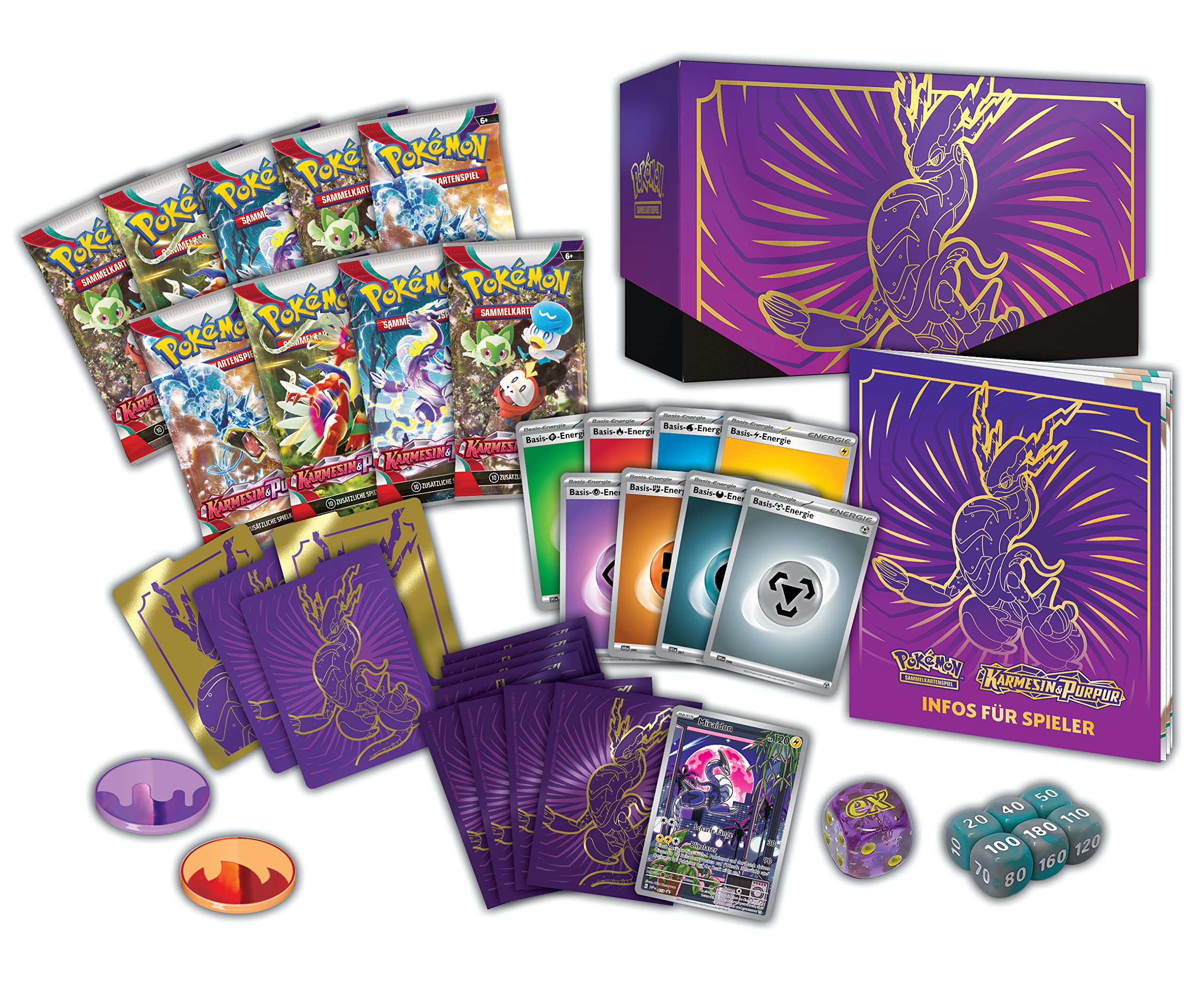 Pokémon Jeu de Cartes à Collectionner : Coffret Dresseur Haut de Gamme Karmesin & Pourpre (Miraidon) (9 boosters et Accessoires Premium)
