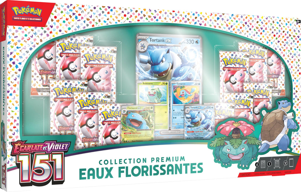 Pokémon: Collection Premium Eaux Florissantes du JCC Pokémon (4 Cartes Promo Brillantes, 1 Carte Grand Format Brillante et 12 boosters)
