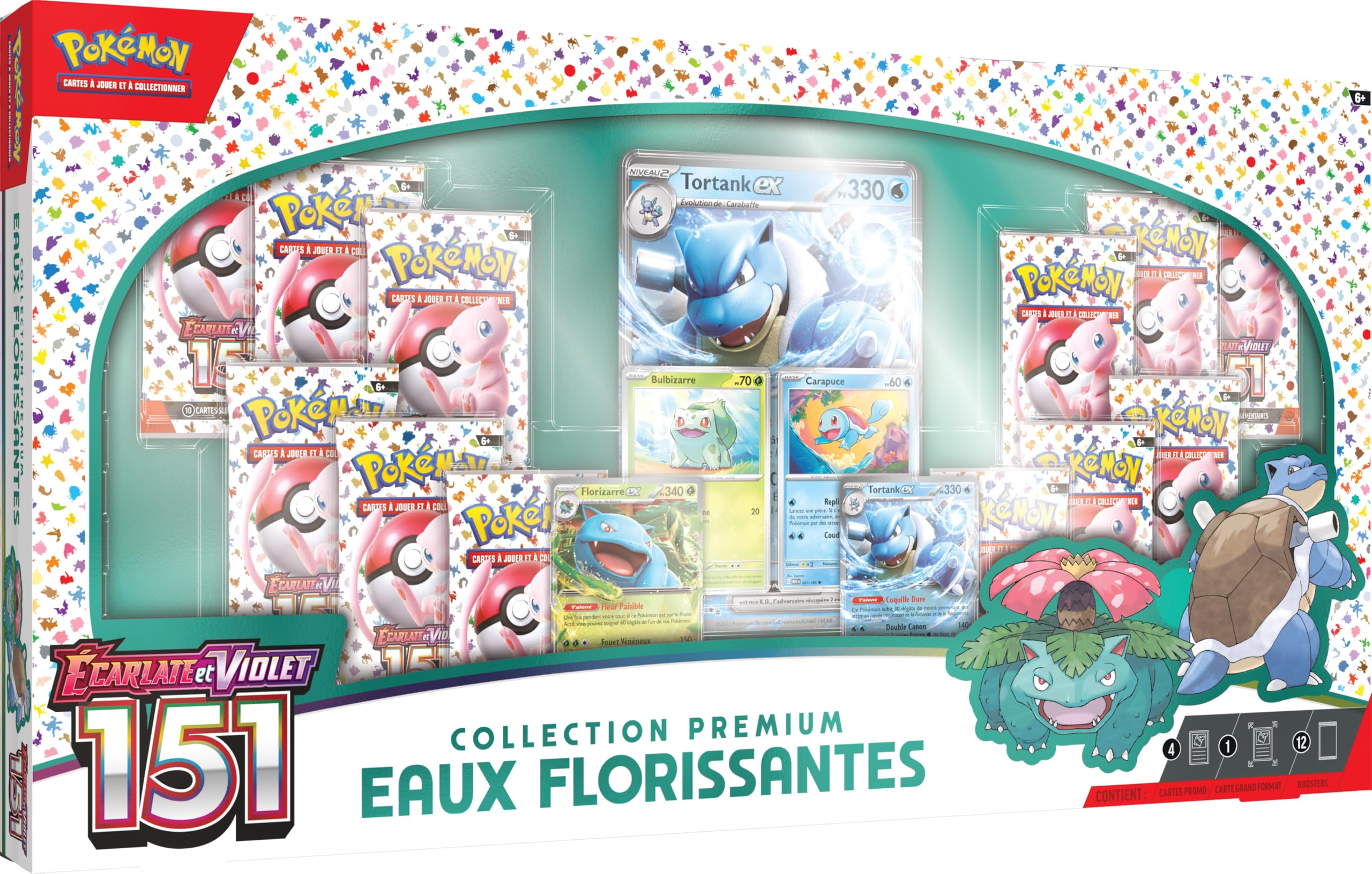 Pokémon: Collection Premium Eaux Florissantes du JCC Pokémon (4 Cartes Promo Brillantes, 1 Carte Grand Format Brillante et 12 boosters)