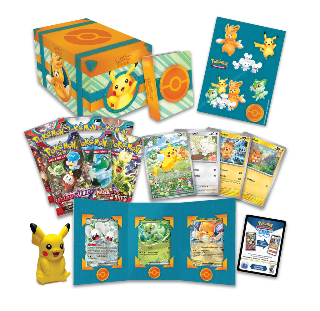 Pokémon: Coffre Aventure à Paldea du JCC Pokémon (7 Cartes Promo Brillantes et 6 boosters)